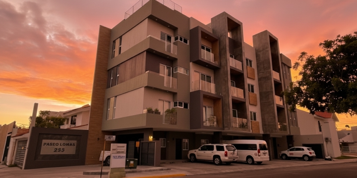 Condominio Paseo Lomas en Mazatlán, edificio residencial de 11 departamentos de lujo en zona dorada
